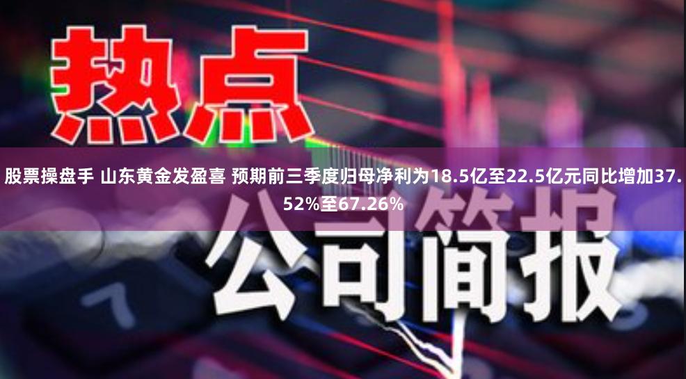 股票操盘手 山东黄金发盈喜 预期前三季度归母净利为18.5亿至22.5亿元同比增加37.52%至67.26%